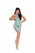 Turquoise Temptation Open-Crotch Bodystocking by Elegant Moments - front view