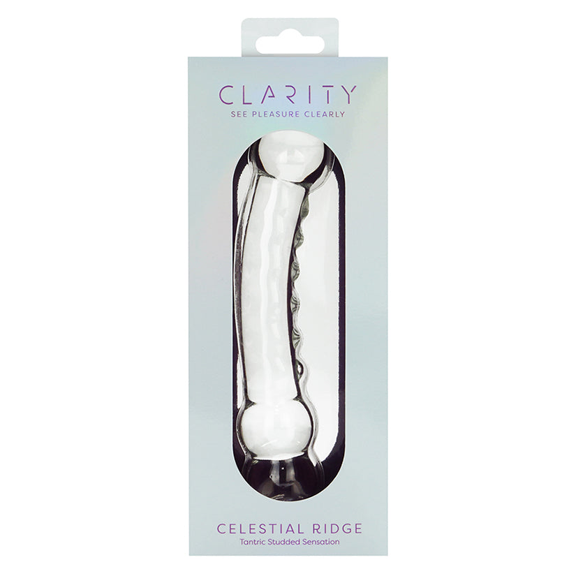 Clarity Celestial Ridge glass dildo - product view