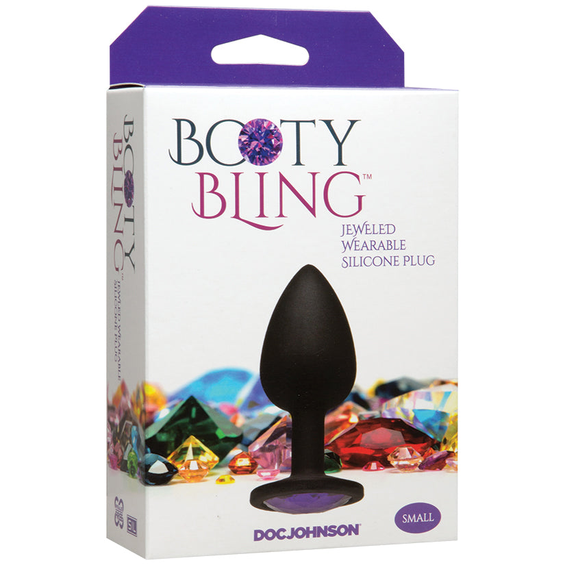 Booty Bling Silicone Plug Small - Purple packaged view