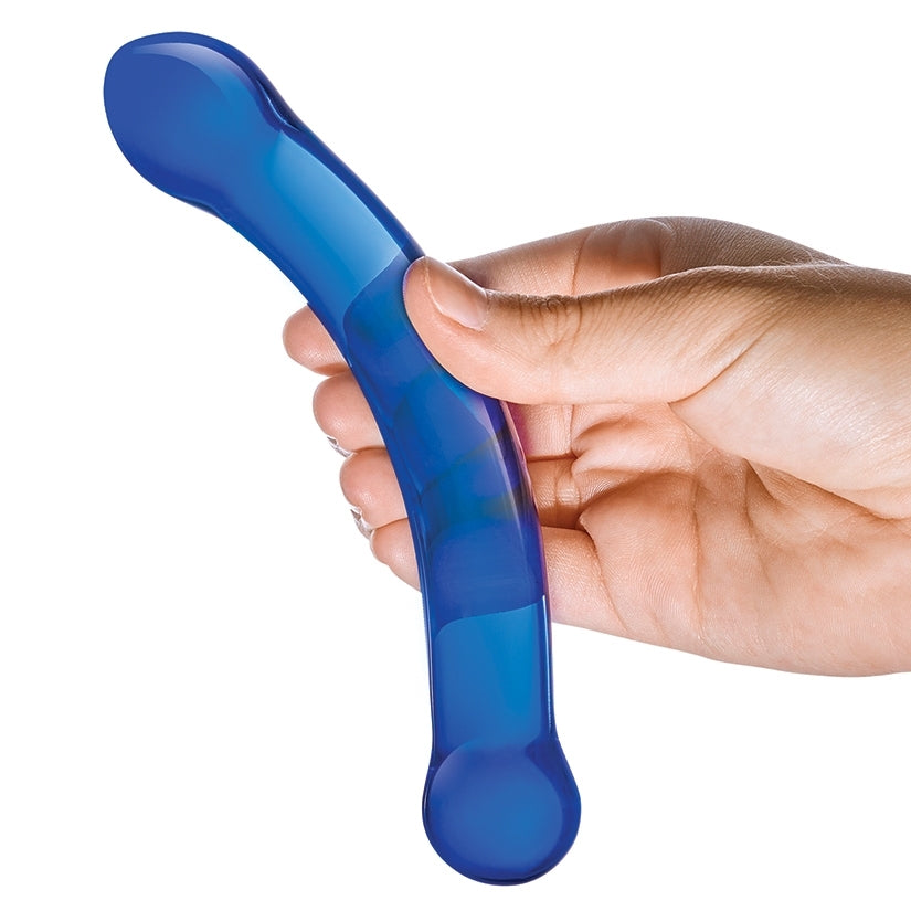 Glas Curved G-Spot Dildo – Blue, 6 in.
