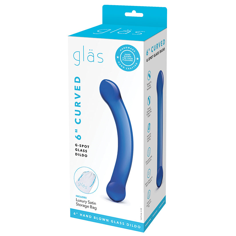 Glas Curved G-Spot Dildo – Blue, 6 in.