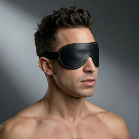 Strict Leather Padded Blindfold – Adjustable Premium Sensory Play Mask - Blindfolds - Sex Toy Distributing