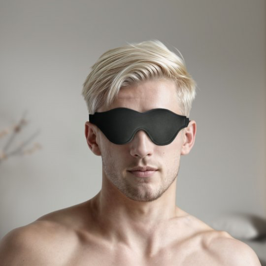 Strict Leather Black Fleece-Lined Blindfold - alternate view