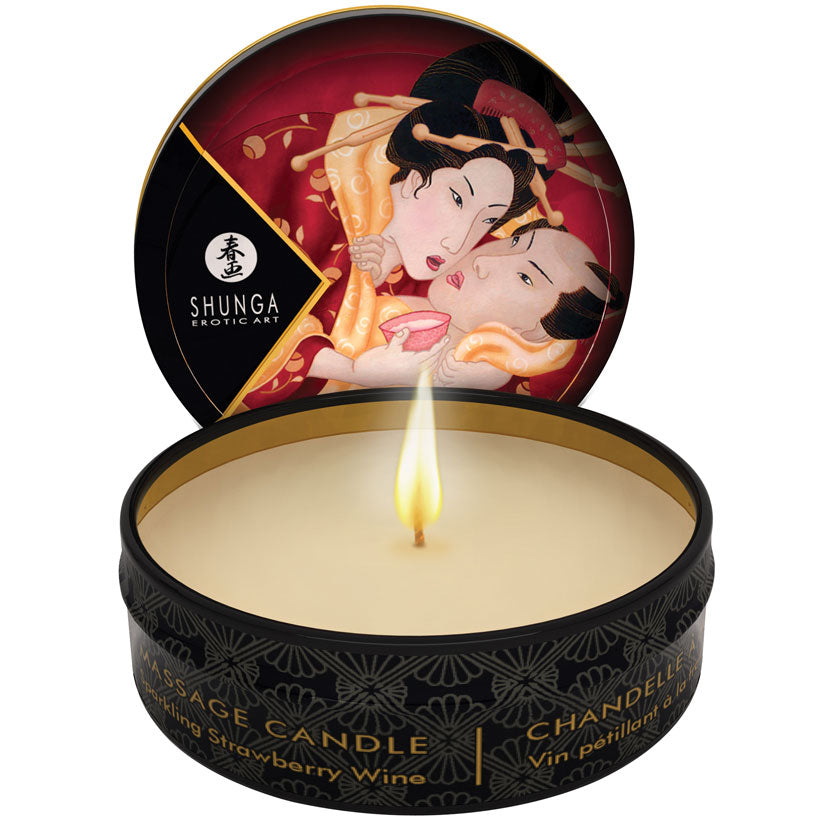 Shunga Mini Massage Candle - Sparkling Strawberry Wine 1oz - Massage - Lady Sif’s Den