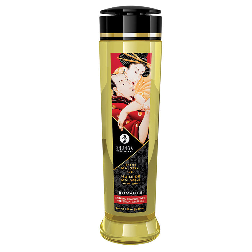 Shunga Erotic Massage Oil Romance - Sparkling Strawberry Wine 8.5oz - Massage - Lady Sif’s Den