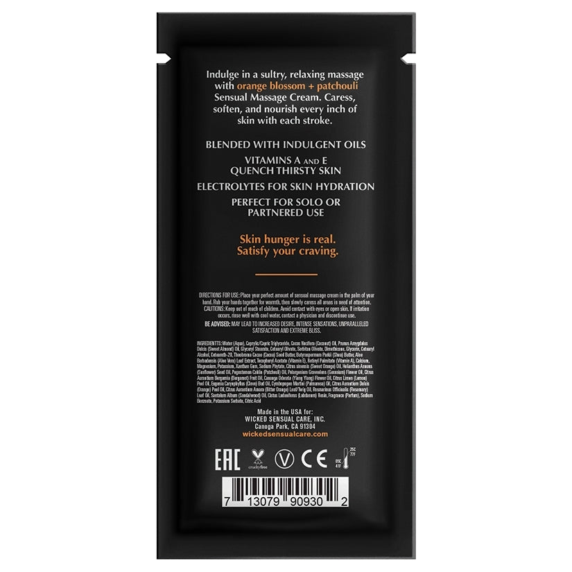 Wicked Sensual Massage Cream - Orange Blossom + Patchouli Scented 10ml - Massage - Lady Sif’s Den