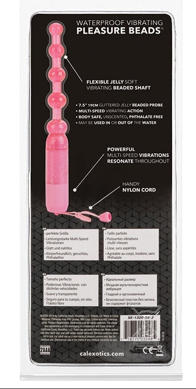 Waterproof Vibrating Pleasure Beads - Pink packaged view