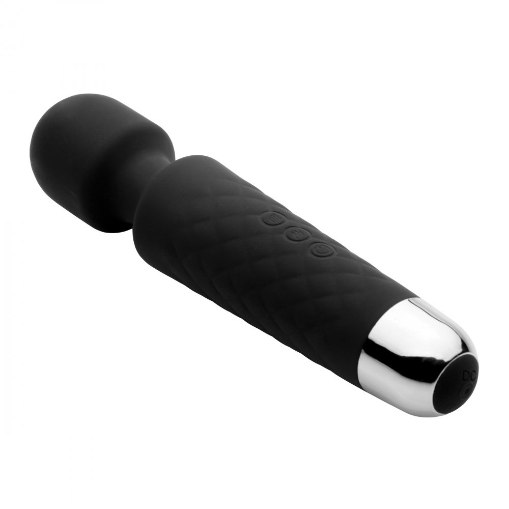Black and chrome cylindrical object on a white background