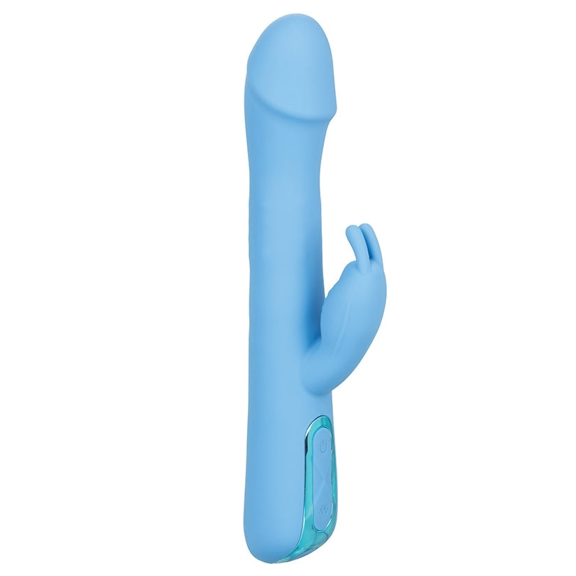 Blue handheld electronic device on a white background