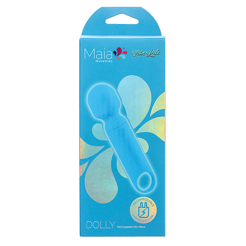 Blue packaging of a product with 'Maia' branding on a white background