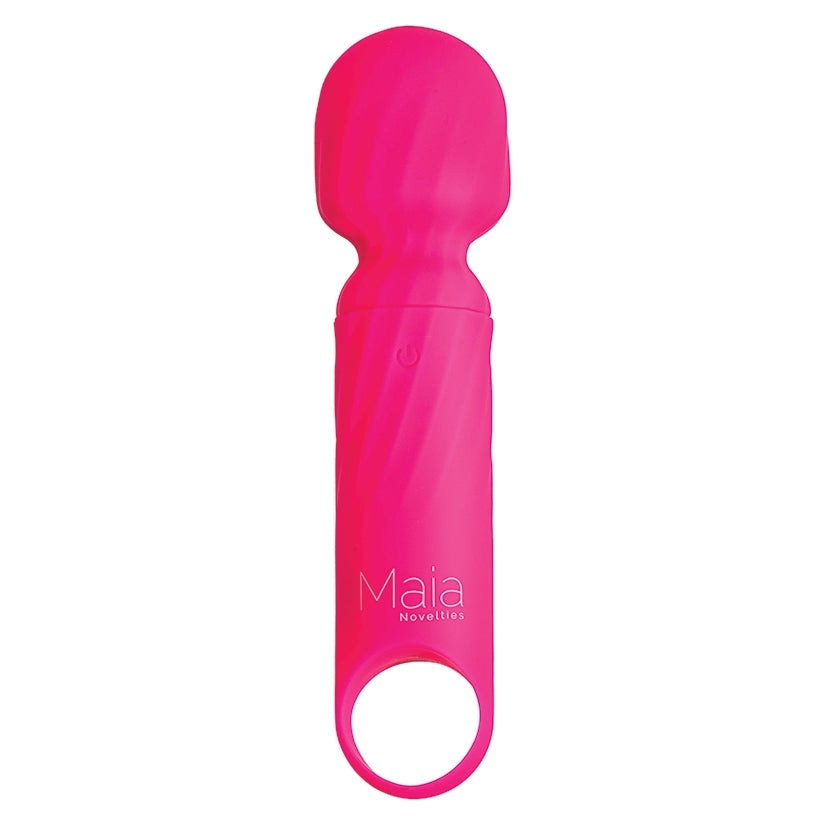 Pink electronic device with 'Maia' branding on a white background