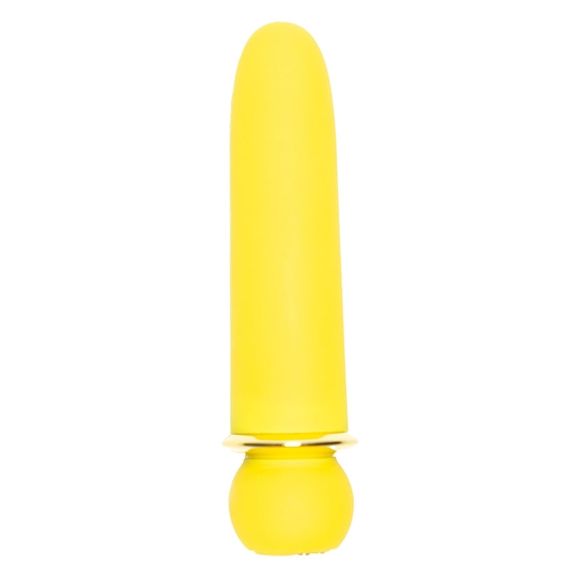 Yellow silicone butt plug on a white background