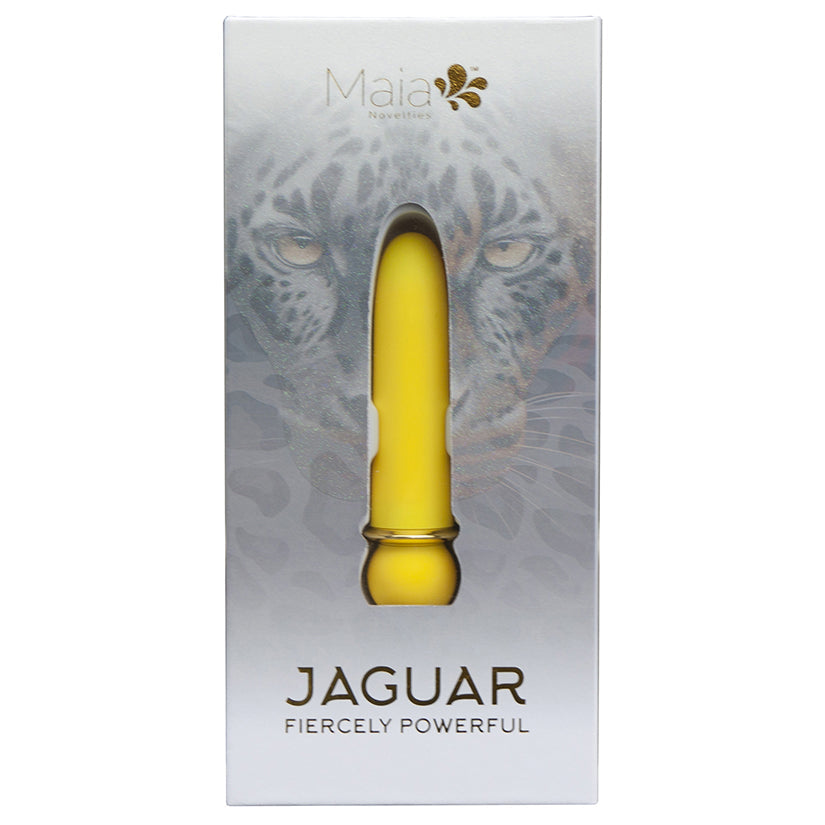 Yellow product in a Maia packaging with a tiger design on a white background