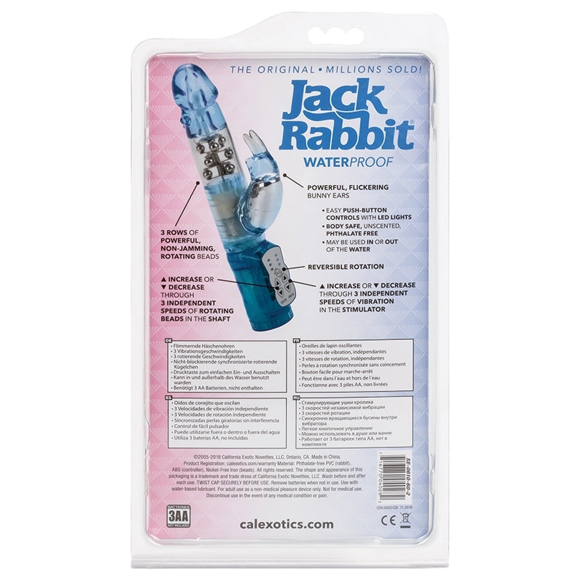 Package of Jack Rabbit waterproof product with detailed text on a white background