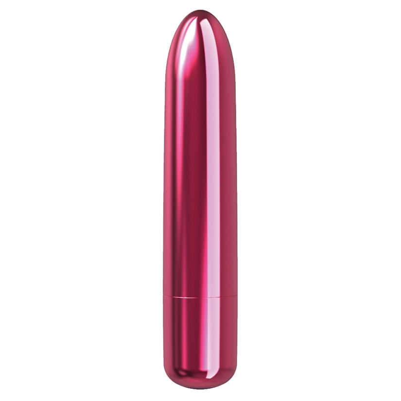 Red metallic cylindrical object on a white background