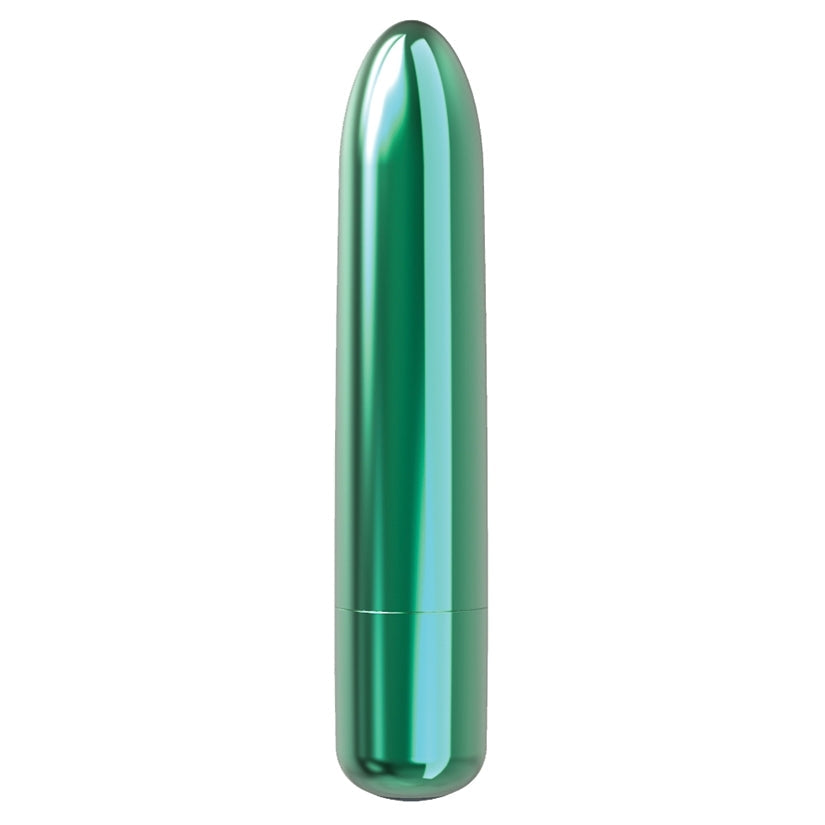 Green cylindrical object on a white background