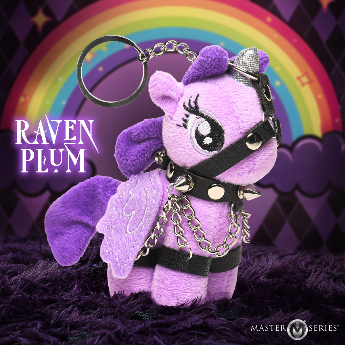Raven Plum purple bondage pony keychain