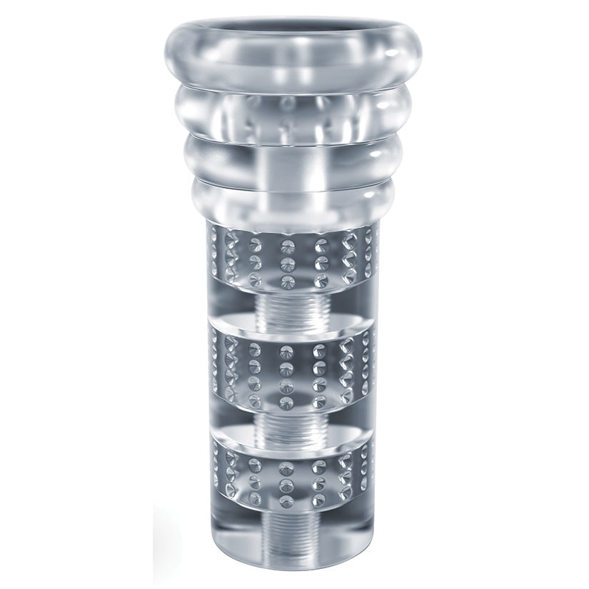 Metallic shower head with multiple nozzles on a white background